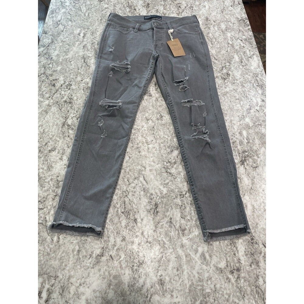 Hollister Collection Boyfriend Low Rise Jeans Women's Size 1 W25 Blue Raw Hem